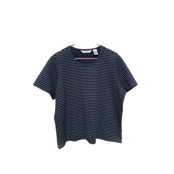Draper’s & Damon’s Tops - Draper's & Damon's Navy Blue White T Shirt Top Striped Short Sleeve XL Petite